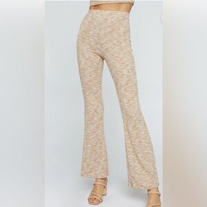 Sans Souci Tan Knit Flare Pants